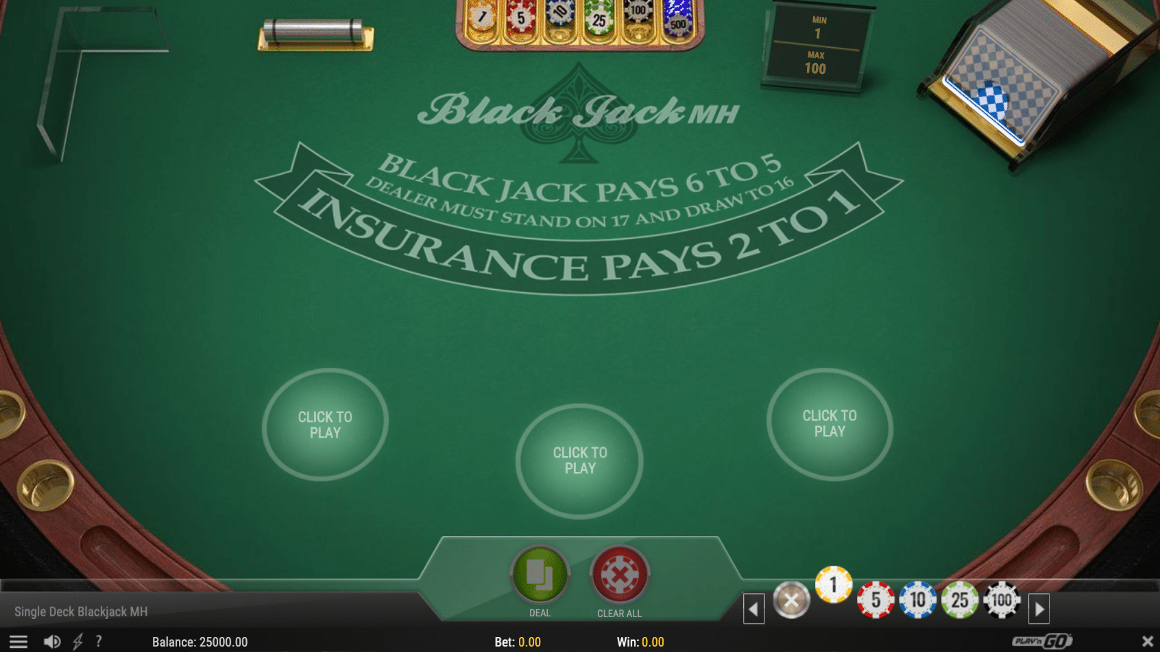 single deck blackjack gratis